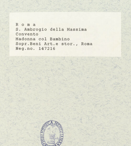 Rückseite von Sopr. BAS ROMA [https://www.deutsche-digitale-bibliothek.de/content/lizenzen/rv-ez/] Madonna mit Kind und dem heiligen Johannes - Gesamtansicht, bh422886_recto. Foto.