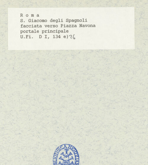 Rückseite von Bibliotheca Hertziana [https://www.deutsche-digitale-bibliothek.de/content/lizenzen/rv-fz/] Portalskulptur - Gesamtaufnahme, bh424744_recto. Foto.