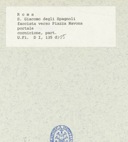 Rückseite von Bibliotheca Hertziana [https://www.deutsche-digitale-bibliothek.de/content/lizenzen/rv-fz/] Portalskulptur - Architravierung links unten, bh424748_recto. Foto.