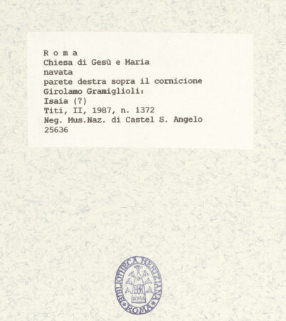 Rückseite von Museo Nazionale di Castel Sant'Angelo [https://www.deutsche-digitale-bibliothek.de/content/lizenzen/rv-ez/] Propheten und PatriarchenJesaja - Ansicht von rechts unten, bh425796_recto. Foto.