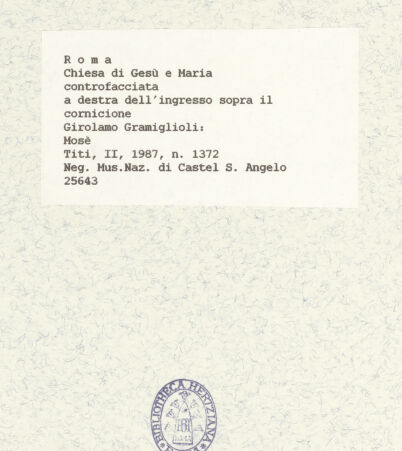 Rückseite von Museo Nazionale di Castel Sant'Angelo [https://www.deutsche-digitale-bibliothek.de/content/lizenzen/rv-ez/] Propheten und PatriarchenMoses - Ansicht von rechts unten, bh425800_recto. Foto.