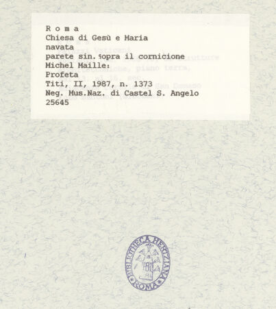 Rückseite von Museo Nazionale di Castel Sant'Angelo [https://www.deutsche-digitale-bibliothek.de/content/lizenzen/rv-ez/] Propheten und PatriarchenSitzender Prophet mit Schriftrolle, eine Hand an den Kopf haltend - Ansicht von rechts unten, bh425836_recto. Foto.