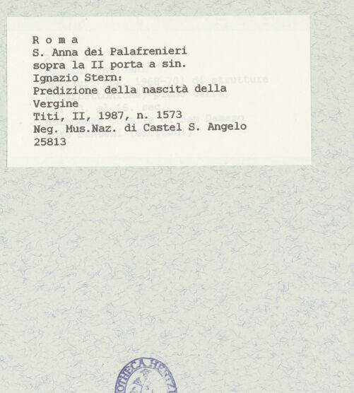 Rückseite von Museo Nazionale di Castel Sant'Angelo [https://www.deutsche-digitale-bibliothek.de/content/lizenzen/rv-ez/] Szenen aus dem Leben der heiligen AnnaDie Verkündigung der Geburt Marias an Joachim und Anna durch einen Engel - Gesamtansicht (Abb. 13), bh425842_recto. Foto.