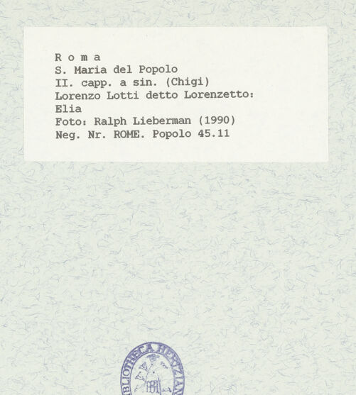 Rückseite von Lieberman, Ralph [https://www.deutsche-digitale-bibliothek.de/content/lizenzen/rv-ez/] Elias - Gesamtansicht mit Nische, bh426915_recto. Foto.