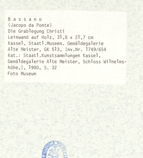 Rückseite von Museum [https://www.deutsche-digitale-bibliothek.de/content/lizenzen/rv-ez/] Die Grablegung Christi - , bh428744_recto. Foto.