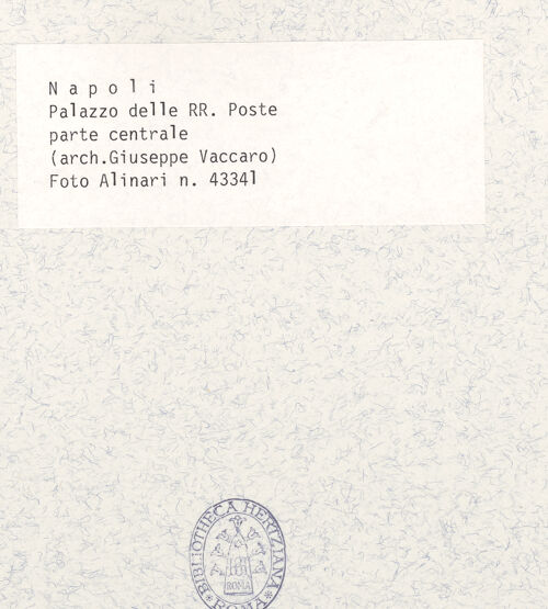 Rückseite von Alinari [https://www.deutsche-digitale-bibliothek.de/content/lizenzen/rv-ez/] Palazzo delle Poste e Telegrafi - Ansicht von Süden, bh431903_recto. Foto.