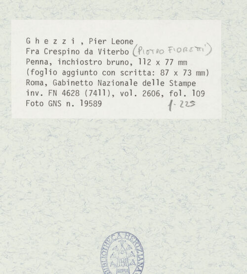 Rückseite von Gabinetto Nazionale delle Stampe [https://www.deutsche-digitale-bibliothek.de/content/lizenzen/rv-ez/] Fra Crespino aus Viterbo (Pietro Fioretti) - , bh432228_recto. Foto.