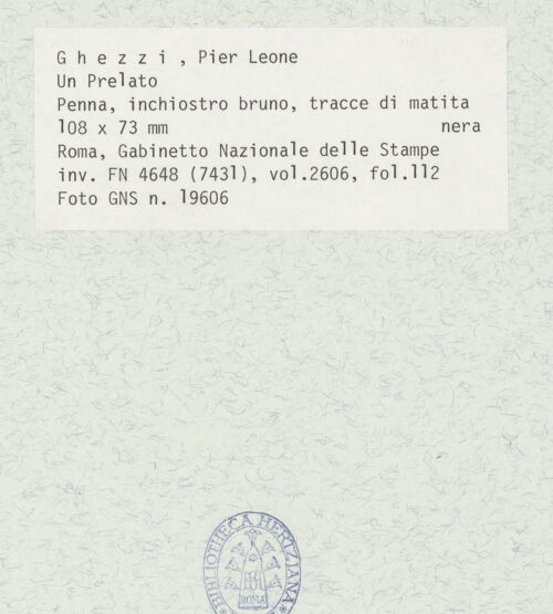Rückseite von Gabinetto Nazionale delle Stampe [https://www.deutsche-digitale-bibliothek.de/content/lizenzen/rv-ez/] Ein Prälat - , bh432231_recto. Foto.