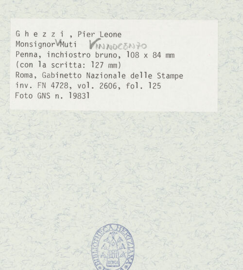 Rückseite von Gabinetto Nazionale delle Stampe Gabinetto Nazionale delle Stampe [https://www.deutsche-digitale-bibliothek.de/content/lizenzen/rv-ez/] Monsignor Innocenzo Muti - , bh432280_recto. Foto.