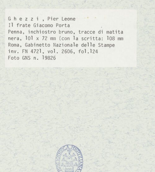 Rückseite von Gabinetto Nazionale delle Stampe [https://www.deutsche-digitale-bibliothek.de/content/lizenzen/rv-ez/] Der Mönch Giacomo Porta - , bh432298_recto. Foto.