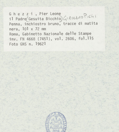 Rückseite von Gabinetto Nazionale delle Stampe [https://www.deutsche-digitale-bibliothek.de/content/lizenzen/rv-ez/] Pater Girolamo Pichi - , bh432332_recto. Foto.