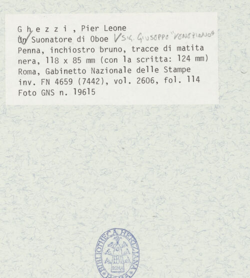 Rückseite von Gabinetto Nazionale delle Stampe [https://www.deutsche-digitale-bibliothek.de/content/lizenzen/rv-ez/] Herr Giuseppe "veneziano", Oboespieler - , bh432355_recto. Foto.
