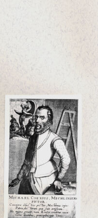 Rückseite von Stift Göttweig, Graphisches Kabinett [http://creativecommons.org/publicdomain/mark/1.0/] Porträt des Malers Coxcie, Michiel (1) mit dem Bild einer Fortuna im Hintergrund - , bh434539. Foto.