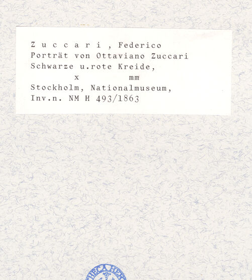 Rückseite von Stockholm, Nationalmuseum? [https://www.deutsche-digitale-bibliothek.de/content/lizenzen/rv-ez/] Portrait des Ottaviano Zuccari, Vater des Kuenstlers - , bh434749_recto. Foto.