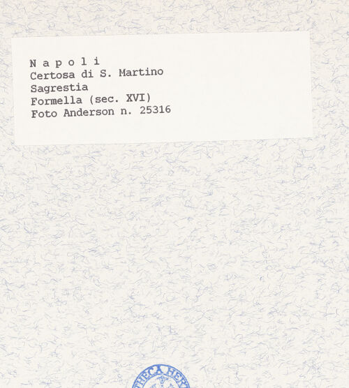 Rückseite von Alinari [https://www.deutsche-digitale-bibliothek.de/content/lizenzen/rv-ez/] SakristeischrankKlosteranlage - Gesamtansicht, bh436623_recto. Foto.