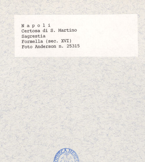 Rückseite von Alinari [https://www.deutsche-digitale-bibliothek.de/content/lizenzen/rv-ez/] SakristeischrankKlosteranlage - Gesamtansicht, bh436624_recto. Foto.