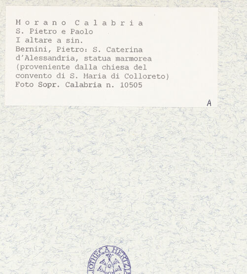 Rückseite von Sopr. BAS CS [https://www.deutsche-digitale-bibliothek.de/content/lizenzen/rv-ez/] Heilige Katherina - Gesamtansicht, bh436890_recto. Foto.