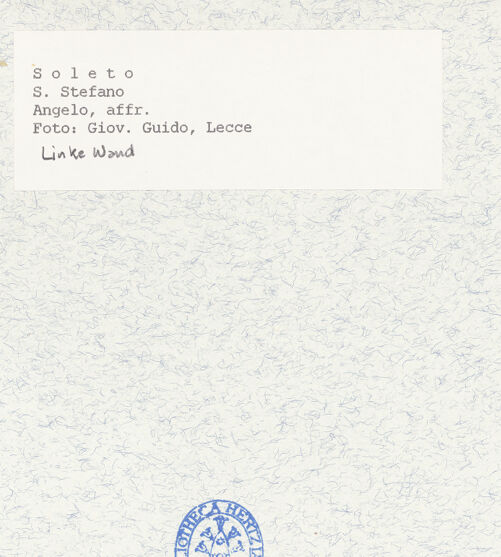 Rückseite von Guido, Giovanni, Lecce [https://www.deutsche-digitale-bibliothek.de/content/lizenzen/rv-ez/] Szenen aus dem Leben Christi - HeiligenHeiligen - Erzengel Michael, bh436899_recto. Foto: Guido, Giovanni.