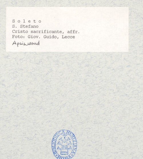 Rückseite von Guido, Giovanni, Lecce [https://www.deutsche-digitale-bibliothek.de/content/lizenzen/rv-ez/] Apsisdekoration mit Pfingstwunder (Kalotte) und Christus mit vier heiligen BischöfenChristus mit vier heiligen Bischöfen - Christus, bh436902_recto. Foto: Guido, Giovanni.