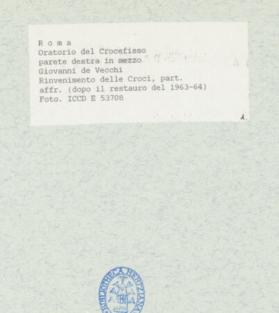 Rückseite von ICCD [https://www.deutsche-digitale-bibliothek.de/content/lizenzen/rv-ez/] Szenen aus der Geschichte des heiligen Kreuzes und des OratoriumsAuffindung der Kreuze - Detail; nach der Restaurierung von 1963-64, bh436916_recto. Foto.