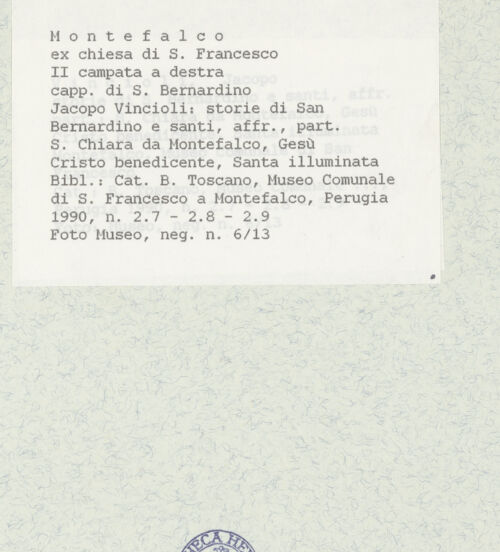 Rückseite von Museum [https://www.deutsche-digitale-bibliothek.de/content/lizenzen/rv-ez/] Szenen aus dem Leben des heiligen Bernhard, Kirchenväter und HeiligeSegnender Christus, Madonna und Heilige - Segnender Christus und die heiligen Klara von Montefalco (links) und Illuminata (rechts), bh438894_recto. Foto.