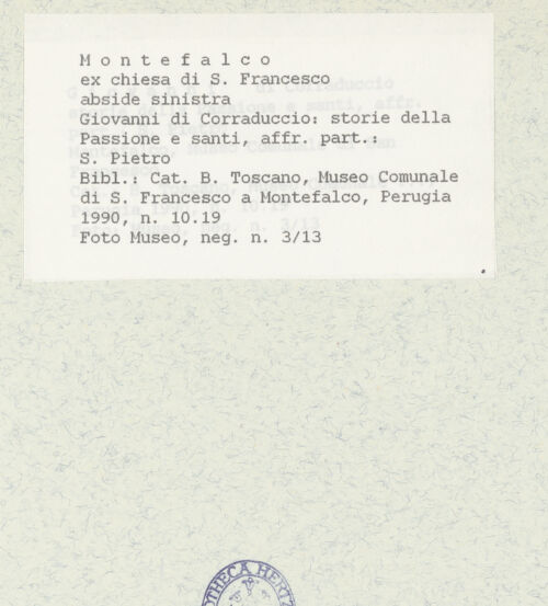 Rückseite von Museum [https://www.deutsche-digitale-bibliothek.de/content/lizenzen/rv-ez/] Szenen der Passionsgeschichte, Heilige und ProphetenHeiliger Petrus - Gesamtansicht, bh438929_recto. Foto.