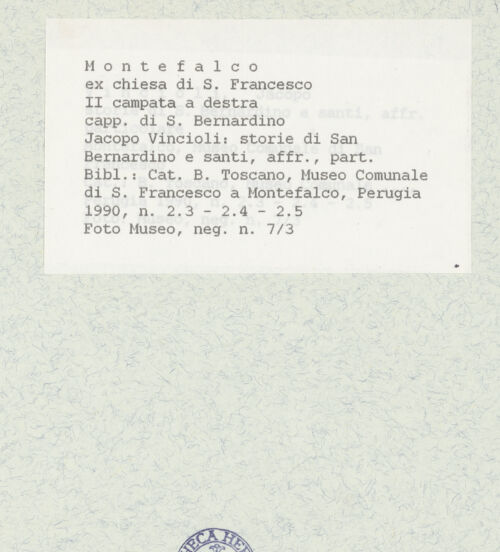 Rückseite von Museum [https://www.deutsche-digitale-bibliothek.de/content/lizenzen/rv-ez/] Szenen aus dem Leben des heiligen Bernhard, Kirchenväter und HeiligeDer heilige Bernhard und zwei Szenen aus seinem Leben - Gesamtansicht, bh438935_recto. Foto.