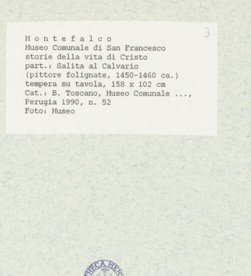 Rückseite von Museum [https://www.deutsche-digitale-bibliothek.de/content/lizenzen/rv-ez/] Szenen aus dem Leben ChristiDie Kreuztragung; Die Kreuzigung; Maria mit dem Kind - Kreuztragung, bh438949_recto. Foto.