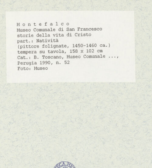 Rückseite von Museum [https://www.deutsche-digitale-bibliothek.de/content/lizenzen/rv-ez/] Szenen aus dem Leben ChristiDie Verkündigung; Die Anbetung des Christuskindes durch Maria - Anbetung des Christuskindes, bh438954_recto. Foto.