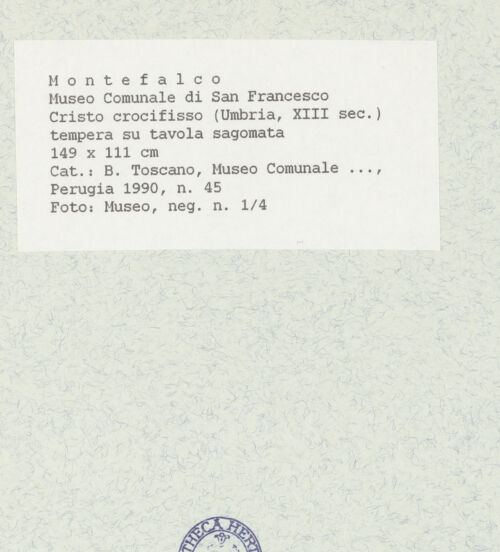 Rückseite von Museum [https://www.deutsche-digitale-bibliothek.de/content/lizenzen/rv-ez/] Christus am Kreuz - Gesamtansicht, bh438962_recto. Foto.