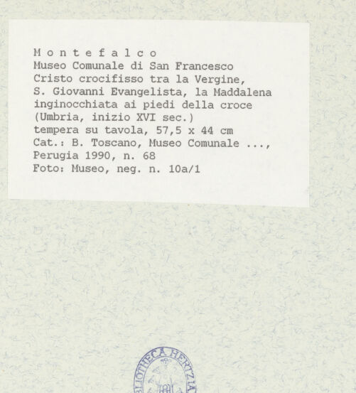 Rückseite von Museum [https://www.deutsche-digitale-bibliothek.de/content/lizenzen/rv-ez/] Kreuzigung Christi - Gesamtansicht, bh438965_recto. Foto.