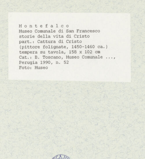 Rückseite von Museum [https://www.deutsche-digitale-bibliothek.de/content/lizenzen/rv-ez/] Szenen aus dem Leben ChristiDer Judaskuss; Die Verspottung Christi - Judaskuss, bh438975_recto. Foto.