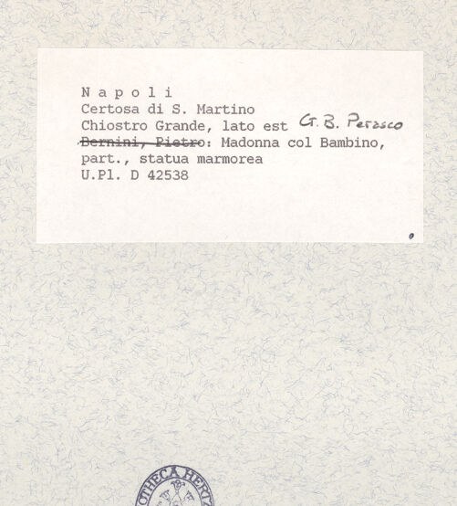 Rückseite von Bibliotheca Hertziana [https://www.deutsche-digitale-bibliothek.de/content/lizenzen/rv-fz/] Madonna - Detail: Oberkörper, bh441433_recto. Foto.