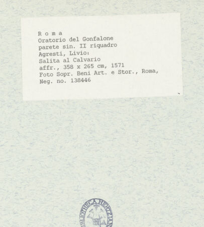 Rückseite von Sopr. BAS ROMA [https://www.deutsche-digitale-bibliothek.de/content/lizenzen/rv-ez/] Freskenzyklus zur Passion ChristiKreuztragung Christi - , bh443089_recto. Foto.