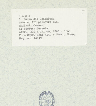 Rückseite von Sopr. BAS ROMA [https://www.deutsche-digitale-bibliothek.de/content/lizenzen/rv-ez/] Freskenzyklus zur Passion Christider Prophet Jeremias - , bh443096_recto. Foto.