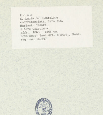 Rückseite von Sopr. BAS ROMA [https://www.deutsche-digitale-bibliothek.de/content/lizenzen/rv-ez/] Freskenzyklus zur Passion Christidie christliche Kunst (Arte Cristiana) - , bh443130_recto. Foto.