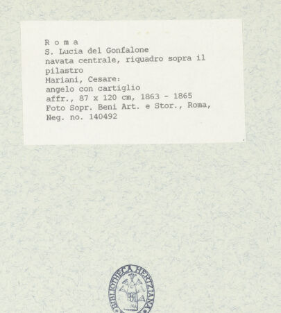 Rückseite von Sopr. BAS ROMA [https://www.deutsche-digitale-bibliothek.de/content/lizenzen/rv-ez/] Freskenzyklus zur Passion ChristiEngel mit Schriftband - , bh443136_recto. Foto.