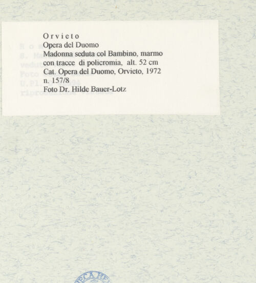 Rückseite von Bibliotheca Hertziana [https://www.deutsche-digitale-bibliothek.de/content/lizenzen/rv-ez/] Thronende Madonna - , bh443215_recto. Foto: Degenhart-Bauer, Hilde.