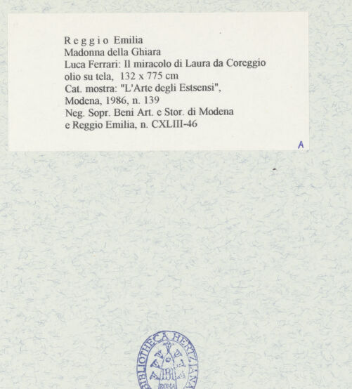 Rückseite von Sopr. BAS EM [https://www.deutsche-digitale-bibliothek.de/content/lizenzen/rv-ez/] Das Wunder der Laura von Correggio - , bh443387_recto. Foto.