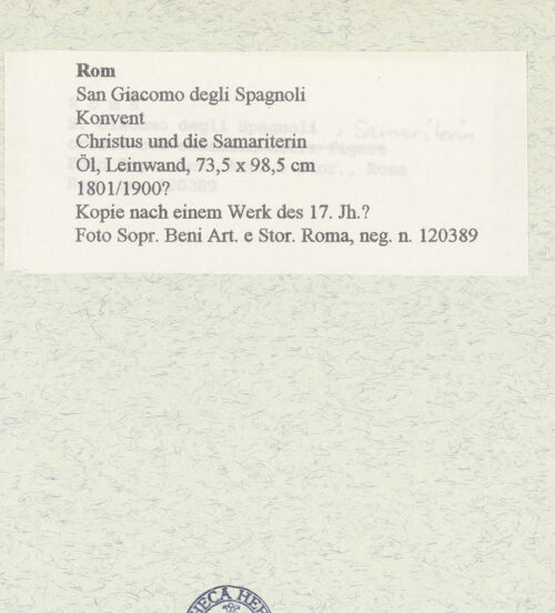 Rückseite von Sopr. BAS ROMA [https://www.deutsche-digitale-bibliothek.de/content/lizenzen/rv-ez/] Christus und die Samariterin - , bh444048_recto. Foto.