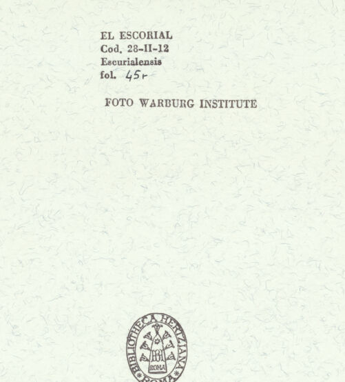 Rückseite von Warburg Institute [https://www.deutsche-digitale-bibliothek.de/content/lizenzen/rv-ez/] Codex EscurialensisTeil des Konstantinsbogen - , bh444544_recto. Foto.