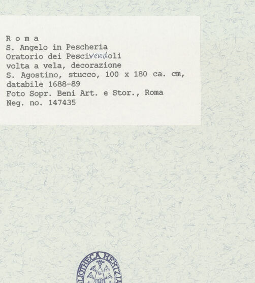 Rückseite von Sopr. BAS ROMA [https://www.deutsche-digitale-bibliothek.de/content/lizenzen/rv-ez/] Stichkappen der Decke des Oratoriums: verschiedene Heilige, Kirchenväter und EvangelistenAugustinus - Gesamtaufnahme, bh444659_recto. Foto.