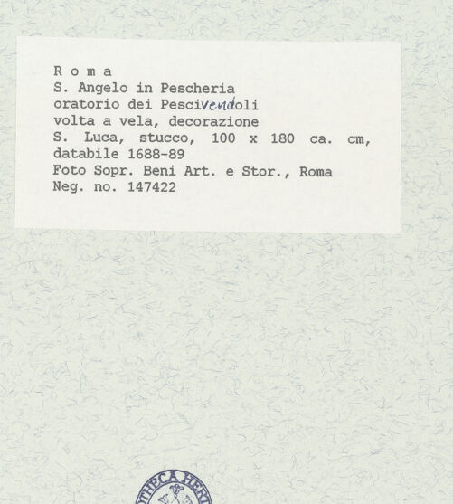 Rückseite von Sopr. BAS ROMA [https://www.deutsche-digitale-bibliothek.de/content/lizenzen/rv-ez/] Stichkappen der Decke des Oratoriums: verschiedene Heilige, Kirchenväter und EvangelistenLukas - Gesamtaufnahme, bh444663_recto. Foto.