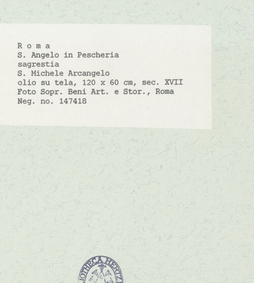 Rückseite von Sopr. BAS ROMA [https://www.deutsche-digitale-bibliothek.de/content/lizenzen/rv-ez/] Der Erzengel Michael - Gesamtaufnahme, bh444672_recto. Foto.