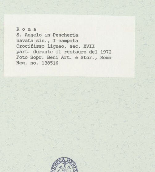 Rückseite von Sopr. BAS ROMA [https://www.deutsche-digitale-bibliothek.de/content/lizenzen/rv-ez/] Altare del Crocefisso; KreuzaltarDer Gekreuzigte - Detail: Knie und Lendenschurz, bh444674_recto. Foto.