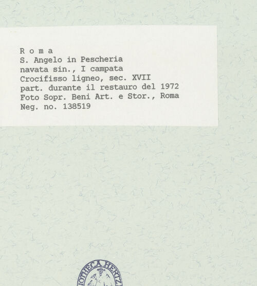Rückseite von Sopr. BAS ROMA [https://www.deutsche-digitale-bibliothek.de/content/lizenzen/rv-ez/] Altare del Crocefisso; KreuzaltarDer Gekreuzigte - Gesamtaufnahme; Seitenansicht, bh444675_recto. Foto.