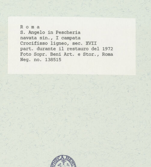 Rückseite von Sopr. BAS ROMA [https://www.deutsche-digitale-bibliothek.de/content/lizenzen/rv-ez/] Altare del Crocefisso; KreuzaltarDer Gekreuzigte - Detail: Gesicht von der Seite, bh444676_recto. Foto.