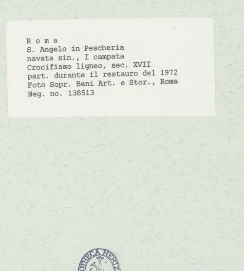 Rückseite von Sopr. BAS ROMA [https://www.deutsche-digitale-bibliothek.de/content/lizenzen/rv-ez/] Altare del Crocefisso; KreuzaltarDer Gekreuzigte - Detail: Lendenschurz, bh444677_recto. Foto.