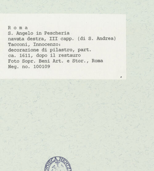 Rückseite von Sopr. BAS ROMA [https://www.deutsche-digitale-bibliothek.de/content/lizenzen/rv-ez/] Wand- und Deckenmalereien in der AndreaskapellePilasterdekoration; Szenen aus dem Leben der Heiligen Franziskus und Franziska; Putti - Pilaster zum Mittelschiff hin rechts des Kapelleneingangs: Putto, bh444717_recto. Foto.