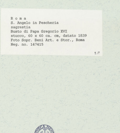 Rückseite von Sopr. BAS ROMA [https://www.deutsche-digitale-bibliothek.de/content/lizenzen/rv-ez/] Papst Gregor XVI - Gesamtaufnahme, bh444736_recto. Foto.